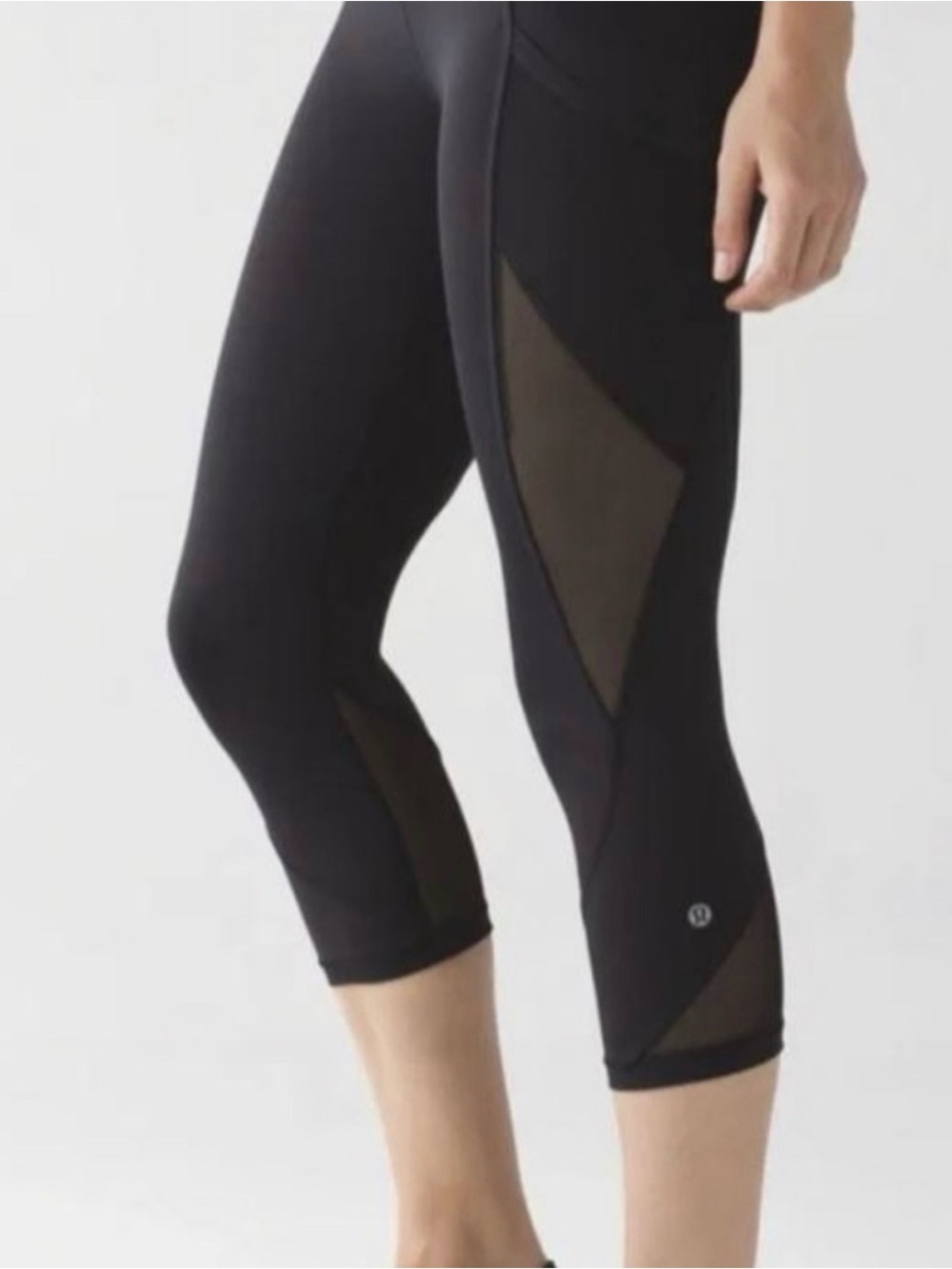lululemon athletica Black Mesh-Panel Cropped Leggings size 10